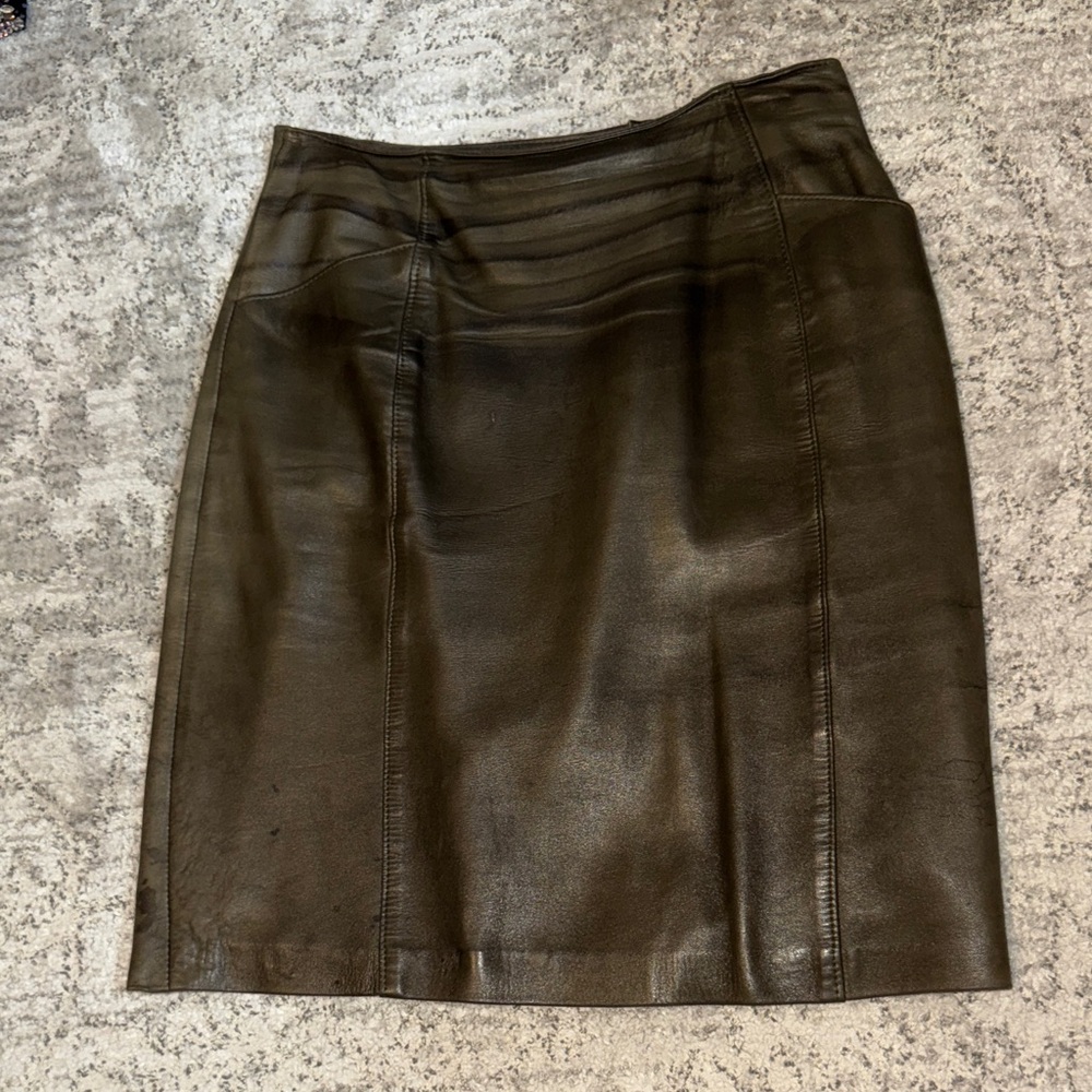 Vintage Courreges Paris Leather Pencil Skirt